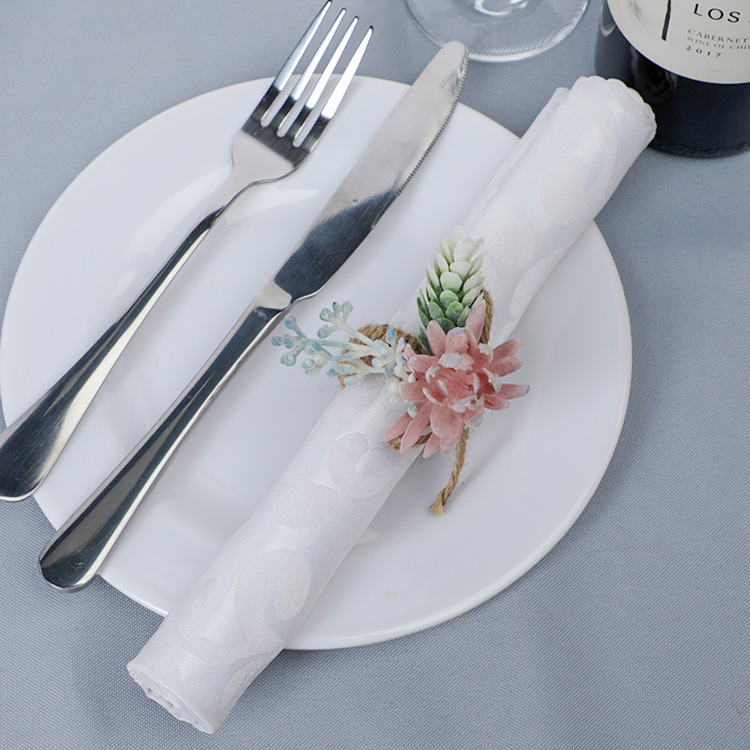 Western-style Hotel Restaurant Table Props Simulation Flower Napkin Buckle Linen Ring display picture 2