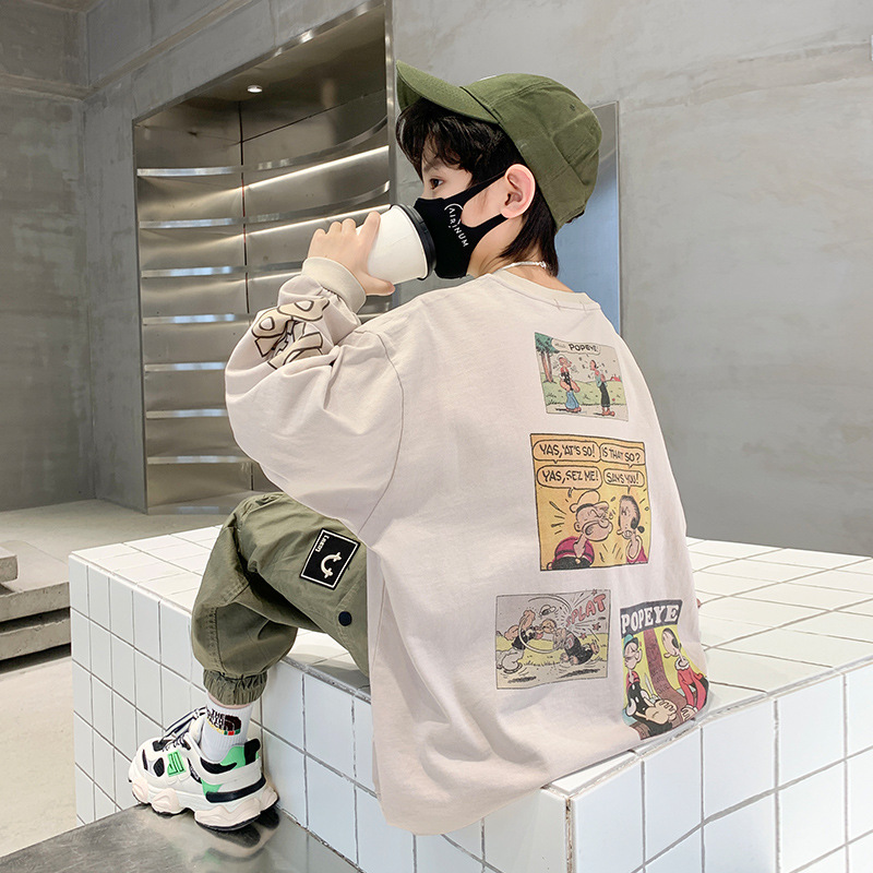 男童衛衣春秋款2023新款中大童秋裝長袖T恤潮牌衣服韓系帥氣上衣8