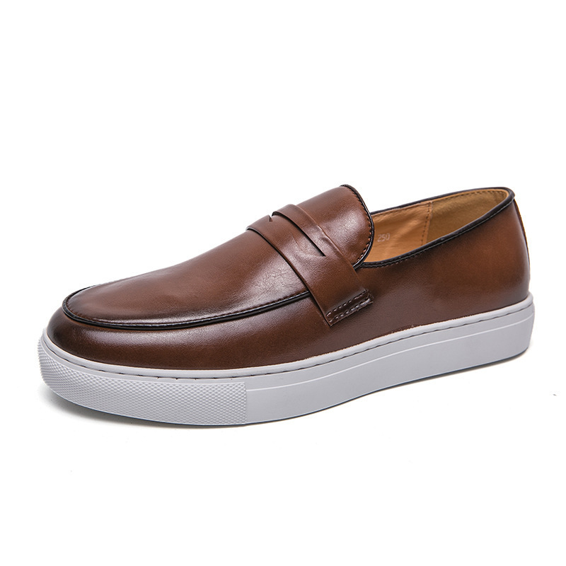 Cross-border 47 tamaño cuatro estaciones nuevos zapatos de cuero de altura baja para hombres sonrientes zapatos de moda casuales zapatos de hombre de un pie image 5