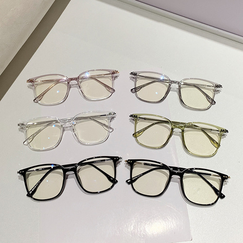 Korean version of the new square frame ultra-light retro rice nail anti-blue light glasses for female Internet celebrities with the same style plain glasses for men