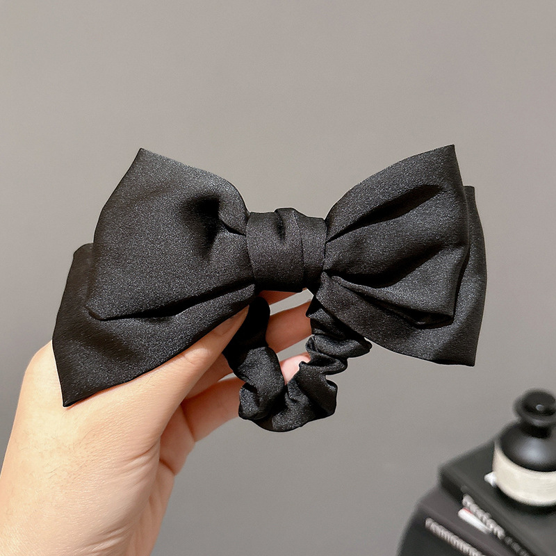 Francés punto de onda gris negro arco de bolas de cabello de bolas de cabello de alta elasticidad correa de cabello joyas de cabello