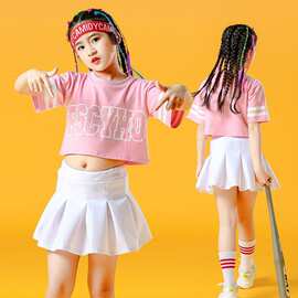 儿童街舞潮装男女童嘻哈套装hiphop帅气男女童爵士服装露脐演出服