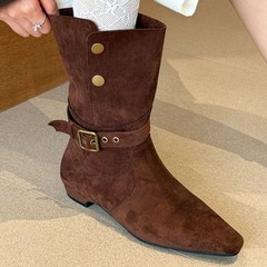 elingstudio 被夸爆了！复古美拉德咖色尖头两穿短靴女秋季马丁靴