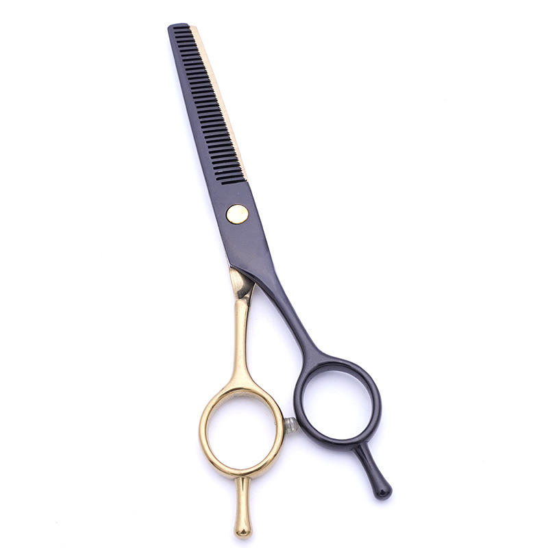 Directo de fábrica de acero inoxidable negro de oro de 7 pulgadas tijeras de belleza para mascotas perro de corte de pelo Teddy Barber tijeras traje
