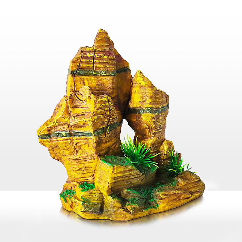 Decoración de rocalla de rayas doradas, accesorios de micro paisaje, diseño de peceras, escena de roca, mesa de arena, estilo explosivo