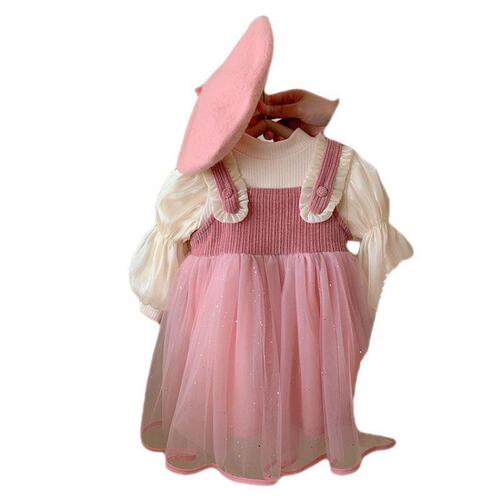 6503 Girls' Stylish Winter Dress  Children's Fleece Princess Dress Baby Pajama-like Sheer Dress