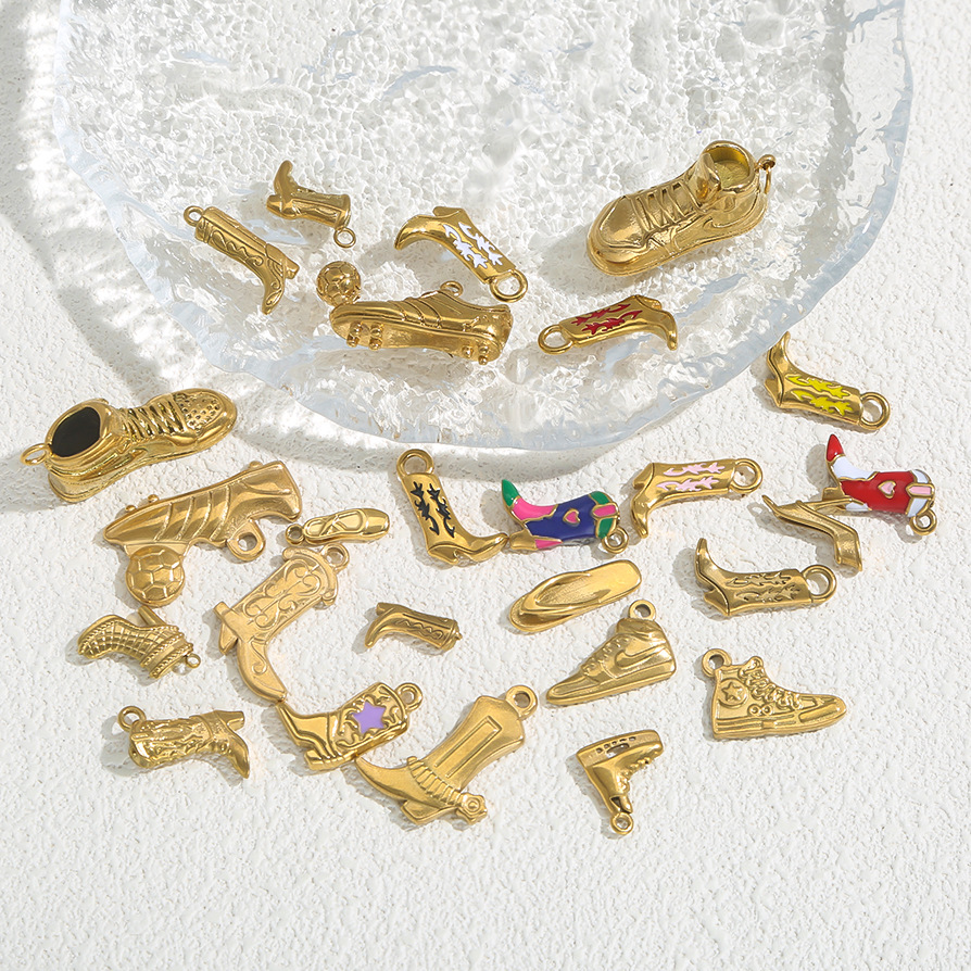 6g Weight Pendant Jewelry Making Type Charms Classification 5 PCS/Package Quantity 304 Stainless Steel Material Boots Pattern All Seasons Season Plating Design Retro, Classic Style Style 5 PCS/Package 304 Stainless Steel Boots Pendant Charms 4