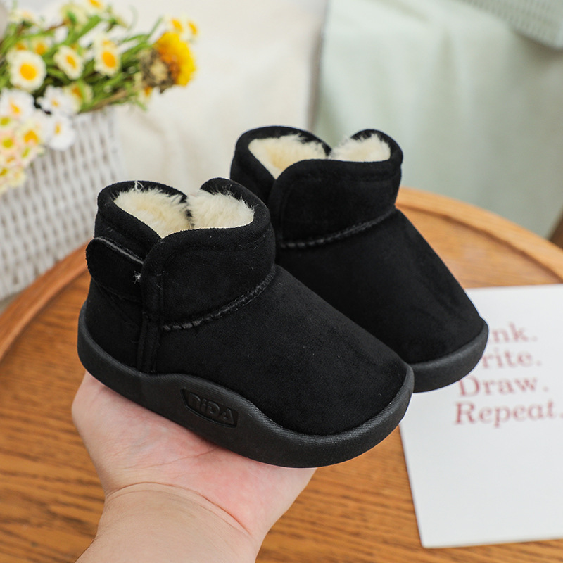 Scarpe invernali per bambini, con suola morbida e spessa, in cotone, con velcro, con parte superiore media, da passeggio_voghion.com