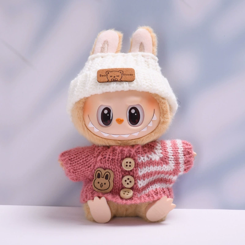 Кукольная одежда (Labubu) зимний комплект — шапка из шерсти, свитер и аксессуары, подходит Gen 1–2
