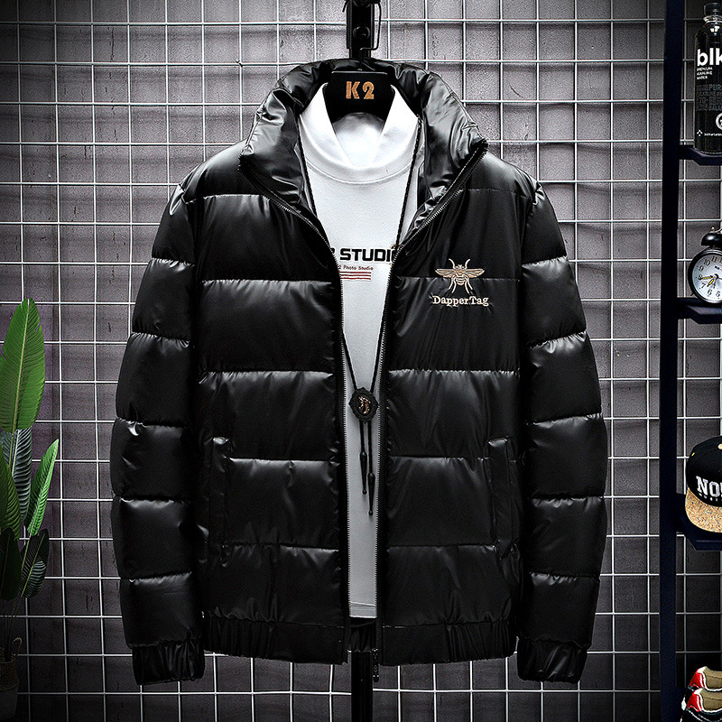 Jachetă de iarnă pentru bărbați, jachetă scurtă din bumbac, brodată, lucioasă, din bumbac, îngroșată, caldă, la modă, de brand, haină_voghion.com