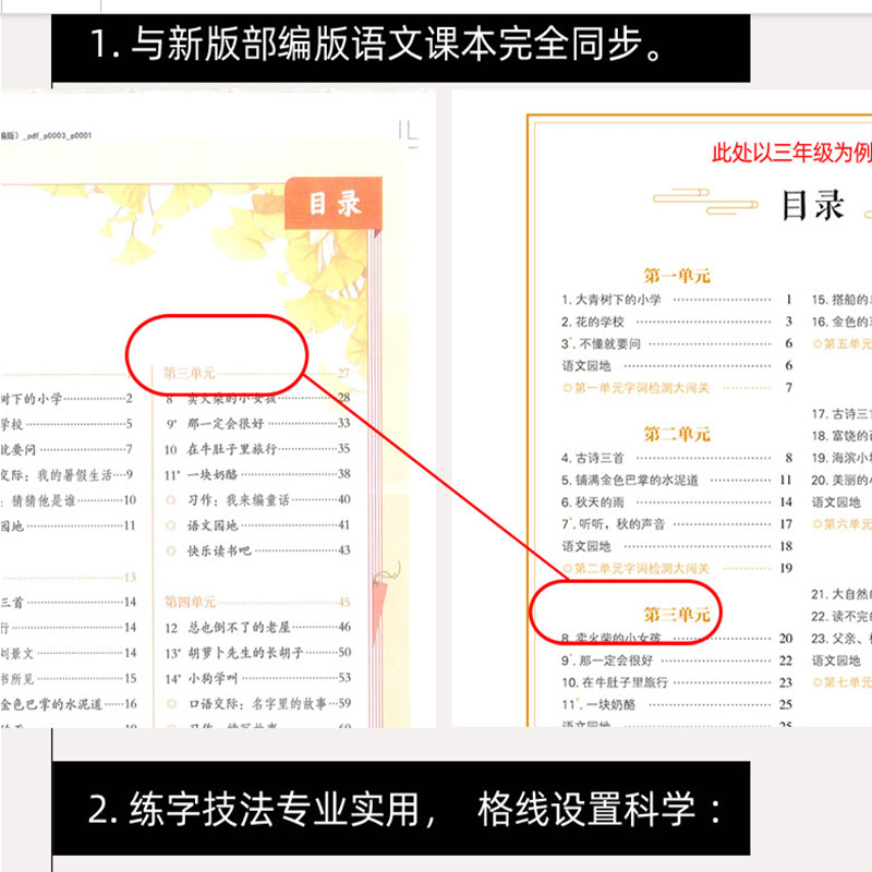 초등학교 학생 카피 북 4 학년 인민 교육 에디션 Luo Yang 카피 북 중국 동기화 비 몽골 종이 정사이즈 스크립트 하드 펜 북 사본