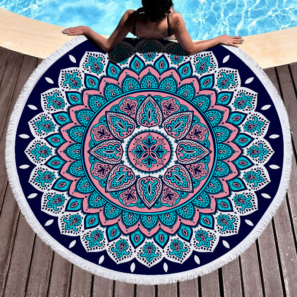 Nuevo estilo redondo Mandala estampado toalla de playa toalla de baño de microfibra cojín de patrón mandala