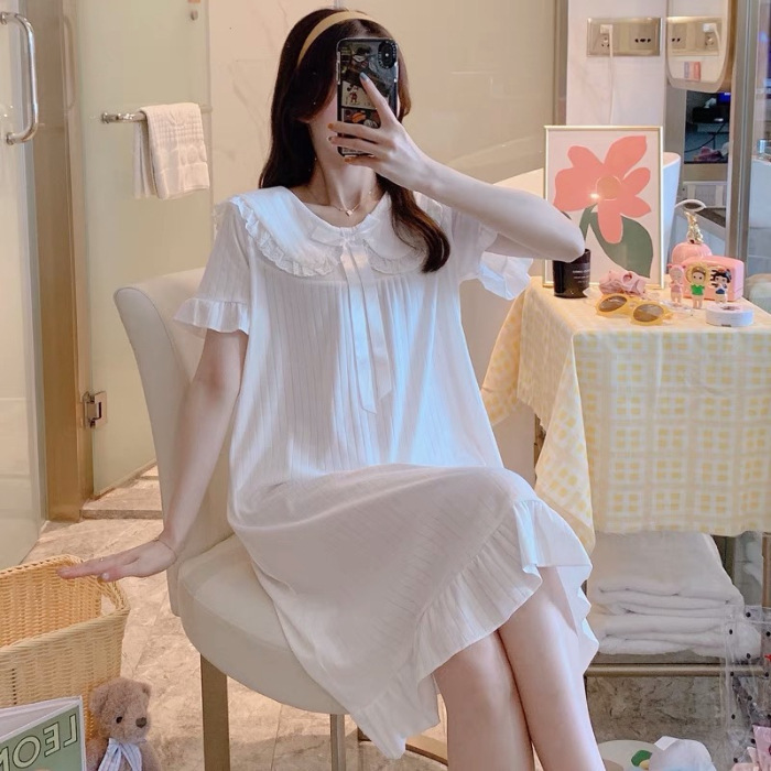 Pijama de verano de mangas cortas cuello de muñeca dulce hadas corte coreana estudiante pijama princesa ropa de estilo doméstico