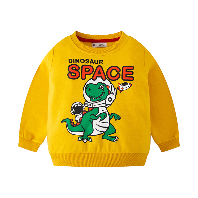 Ropa infantil de alta calidad 2026, ropa de otoño para niños, sudadera con letras de dibujos animados estilo coreano, suéter infantil de manga larga, venta al por mayor