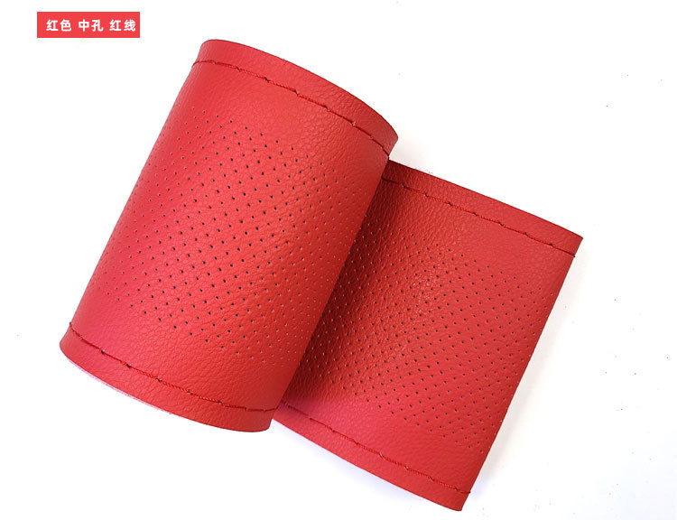 Neutral Middle Hole True Microfiber Leather Hand-Stitched Steering Wheel Cover Colorful Factory Direct Sales Supports Dropshipping Leather Car Handle Cover