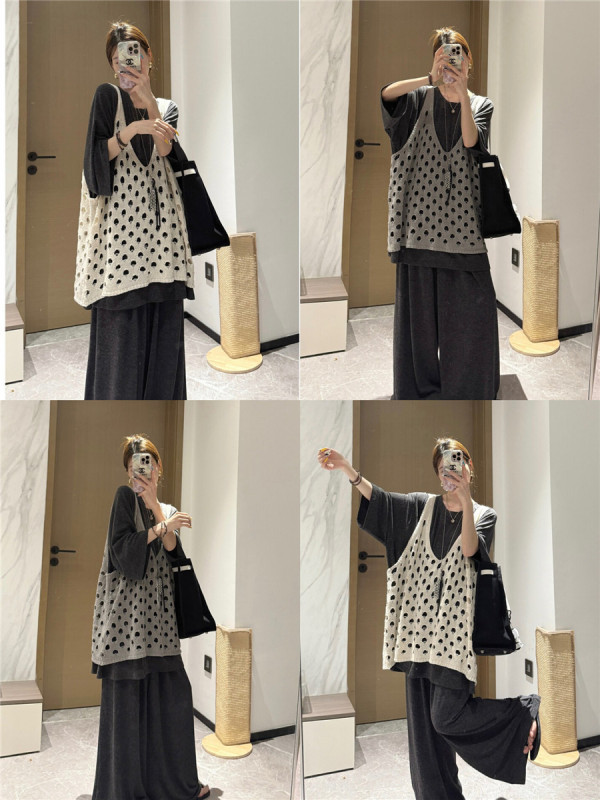 90% Cotton Lazy Casual Hollow-Out Knit Vest Sweater for Women, Loose Layered Design Top, Trendy Early Spring 2026