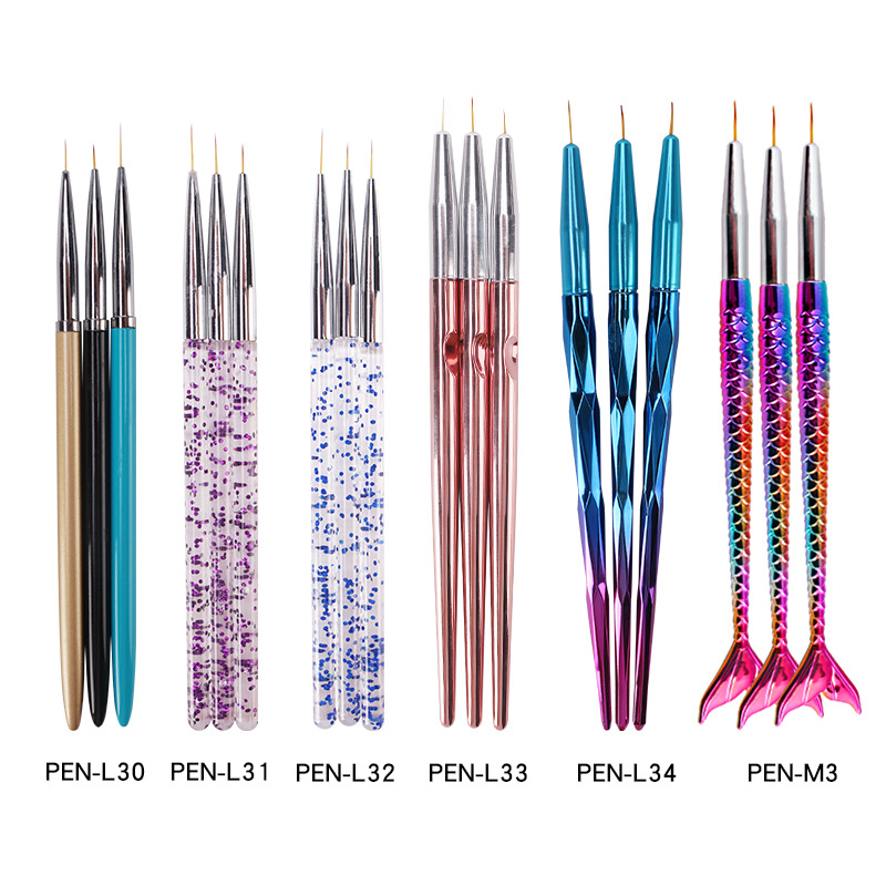 Cruz-Frontera de uñas Arte 3 unidades traje dibujo pluma talla pluma cepillo clavo herramienta traje