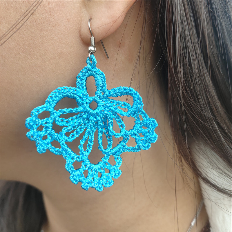 10g Weight Alloy Ear Needle Material Drop Earrings Classification 1 Pair Vacation Solid Color Crochet Lace Cloth Drop Earrings
