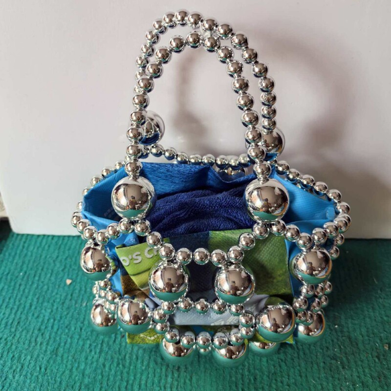 New Trendy Influencer-Style Fashion Handmade Beaded Top-Grade Bead Basket Tote Handbag with a High-End Feel