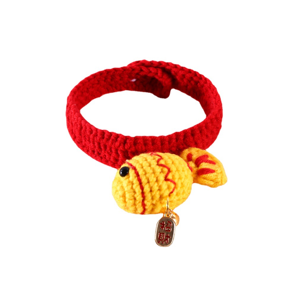 Año Nuevo de primavera de lana de punto para mascotas Koi gato perro collar de pescado collar bufandas accesorios