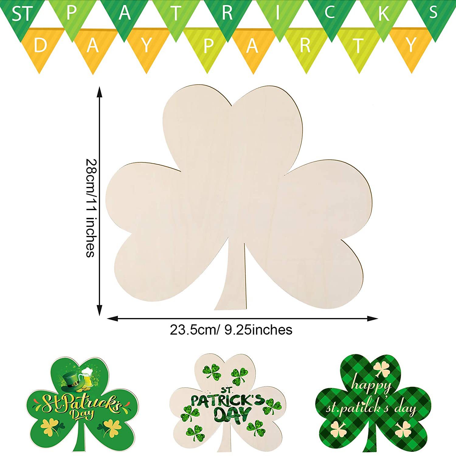 Patrick's Day Wooden Unpolished Clover Wall Decorations