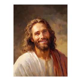 微喷打印耶稣油画客厅玄关高级感名画复制超高清自定义图片跨境