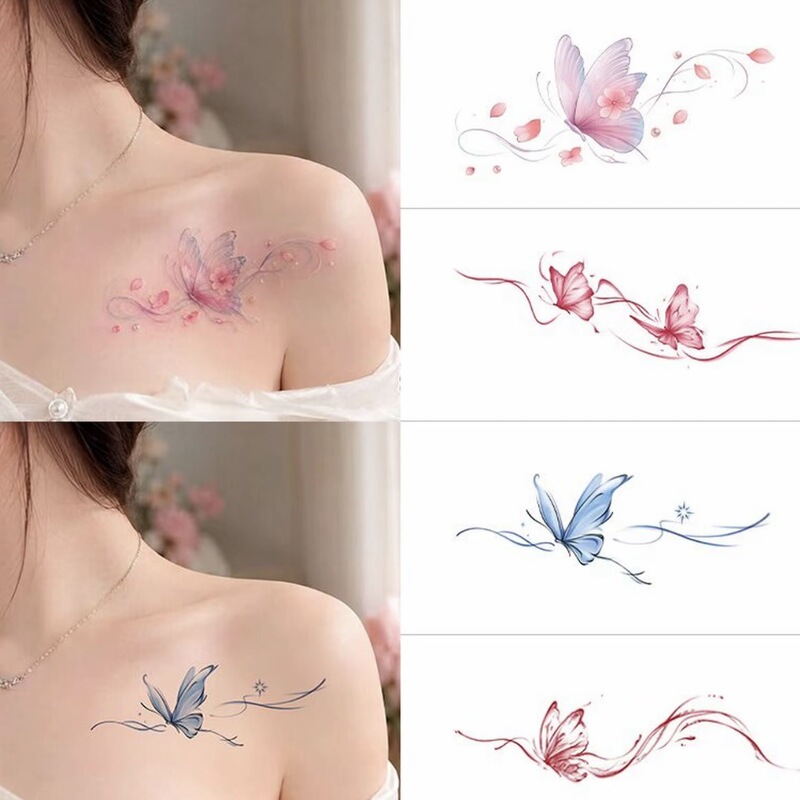 Popular, dreamy butterfly waterproof and sweat-resistant temporary tattoo stickers, featuring an Instagram-worthy aesthetic, designed for women, and can be washed off Popular, dreamy butterfly waterproof and sweat-resistant temporary tattoo stickers, featuring an Instagram-worthy aesthetic, designed for women, and can be washed off