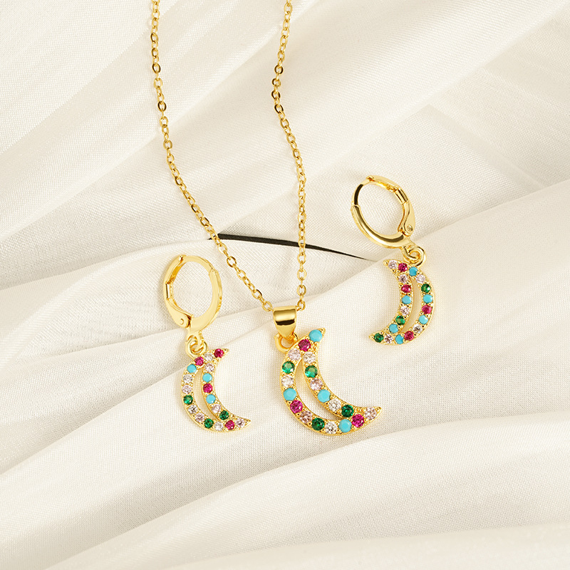 Lujo ligero Vietnam collar de oro de arena de estilo europeo y americano aretes de luna femenina alta sensación de joyería transfronteriza al por mayor