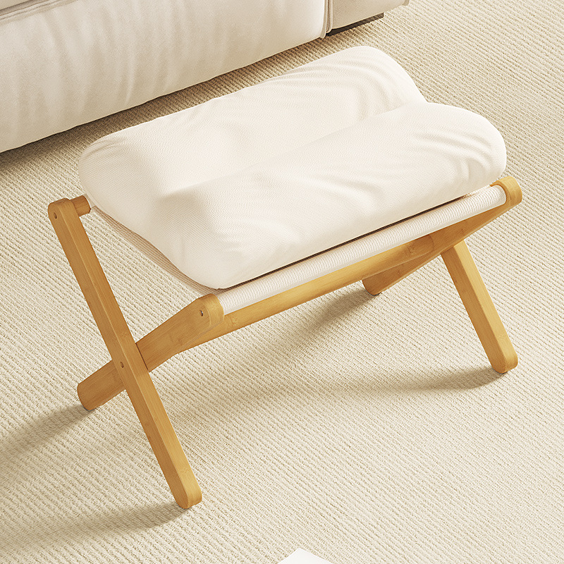 Folding Sofa Footrest Living Room Coffee Table Stool Home Small Folding Bamboo Thickened Bench Portable Low Stool Japanese Style