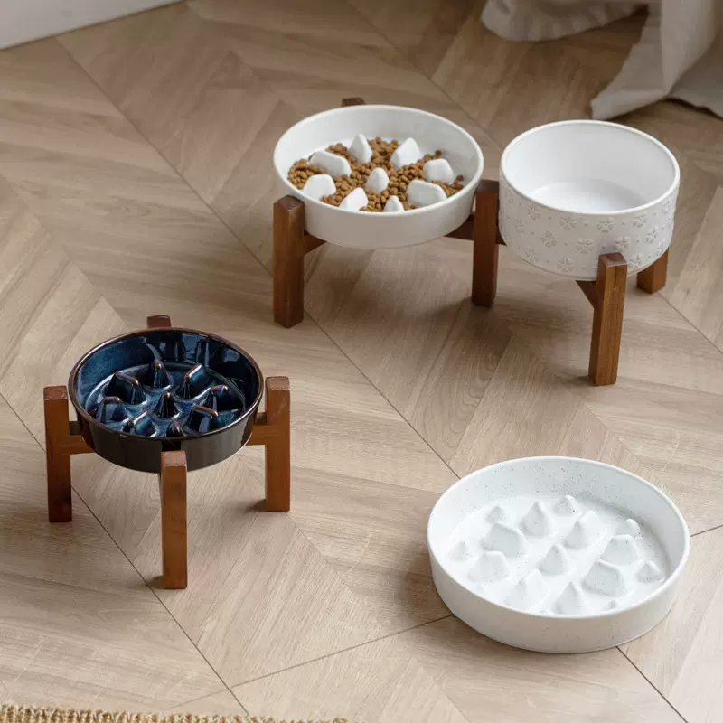 陶瓷猫狗慢食碗狗盆狗碗保护颈椎防打翻宠物水碗狗狗饭碗食具跨境