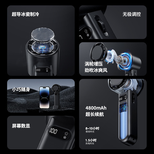 2024 New 100-Speed High-Speed Handheld Turbo Electric Fan—Portable Mini Hand-Held Cooling Ice Pack Small Fan