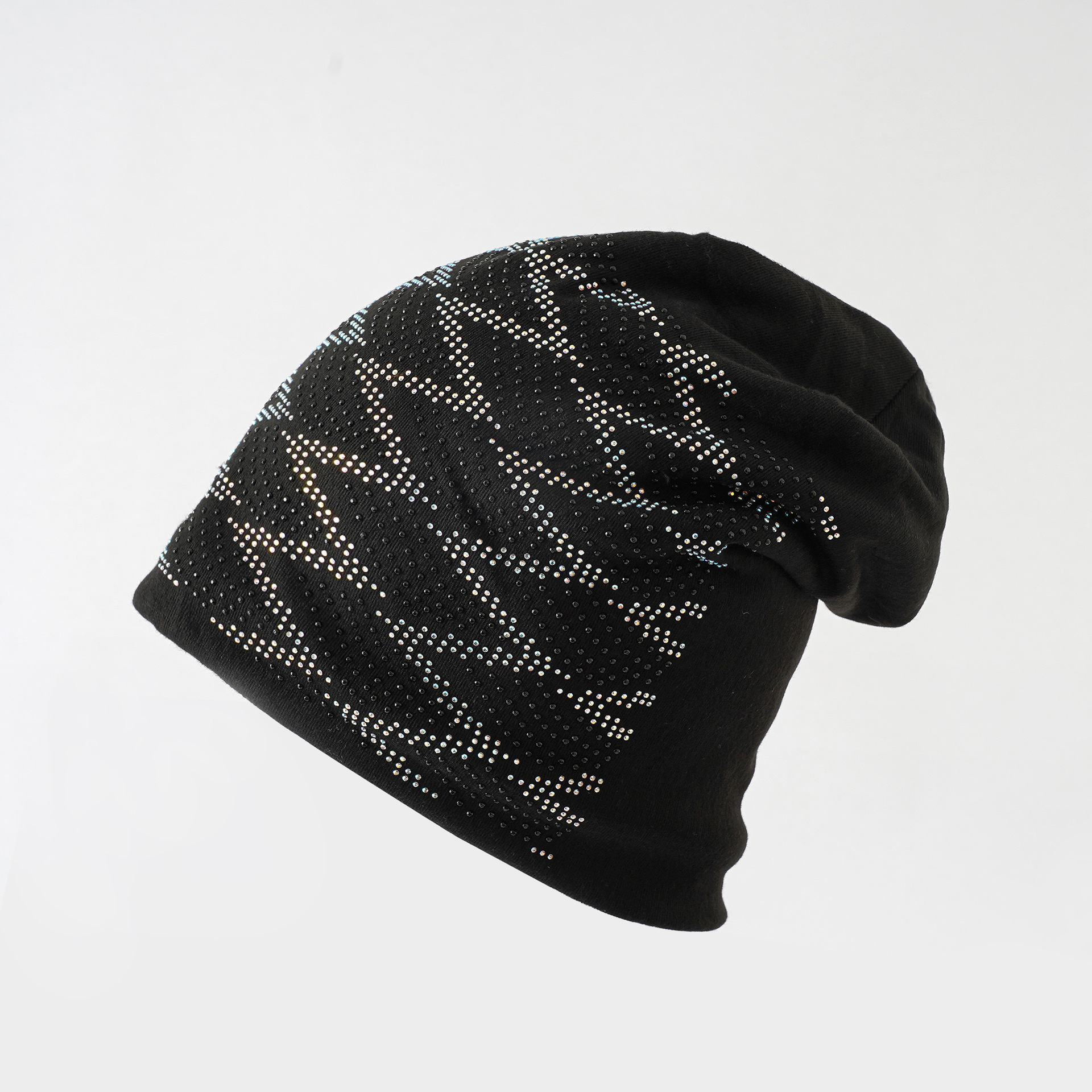 Moda de otoño e invierno sombrero de diamantes de imitación sombrero de pila de mujer con forro polar cálido sombrero de Jersey protección del oído puntera al aire libre