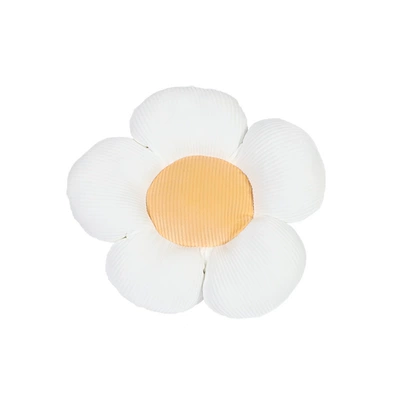 Seat cushion, seat cover winter car warm and comfortable - flower-headrest-white-milk-tea-color-core