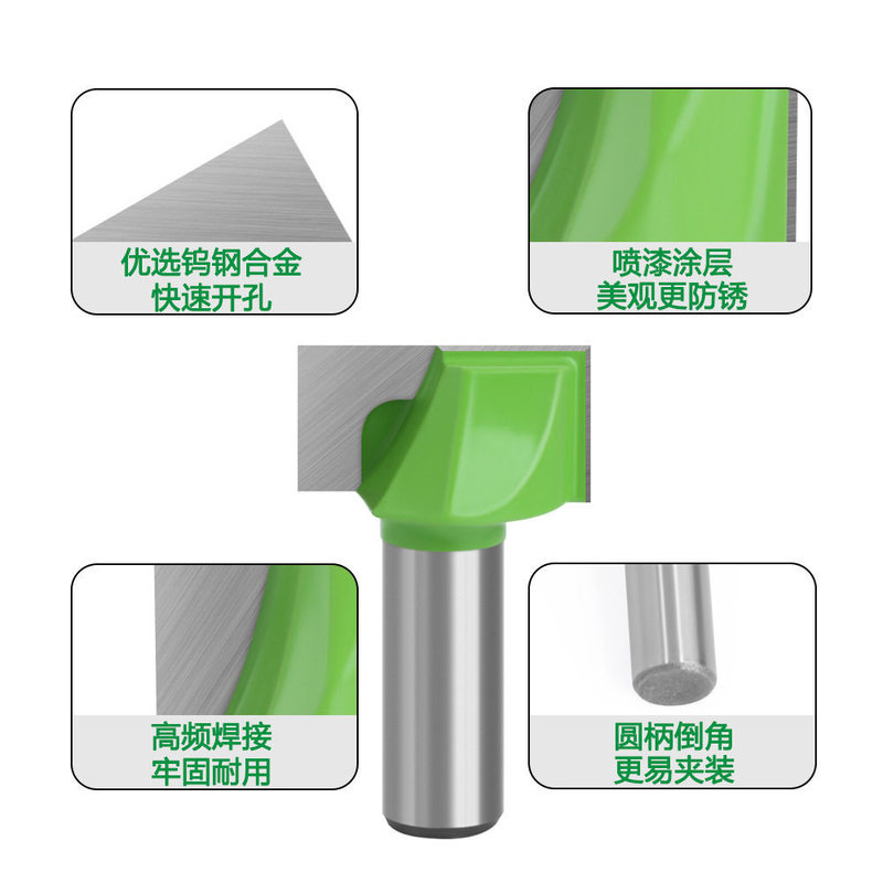 Green 1/2 Shank 12-Flute Bottom Cleaning Router Bit Woodworking Milling Cutter for Edge Trimming and Countertop Milling, Used with Engraving Machines