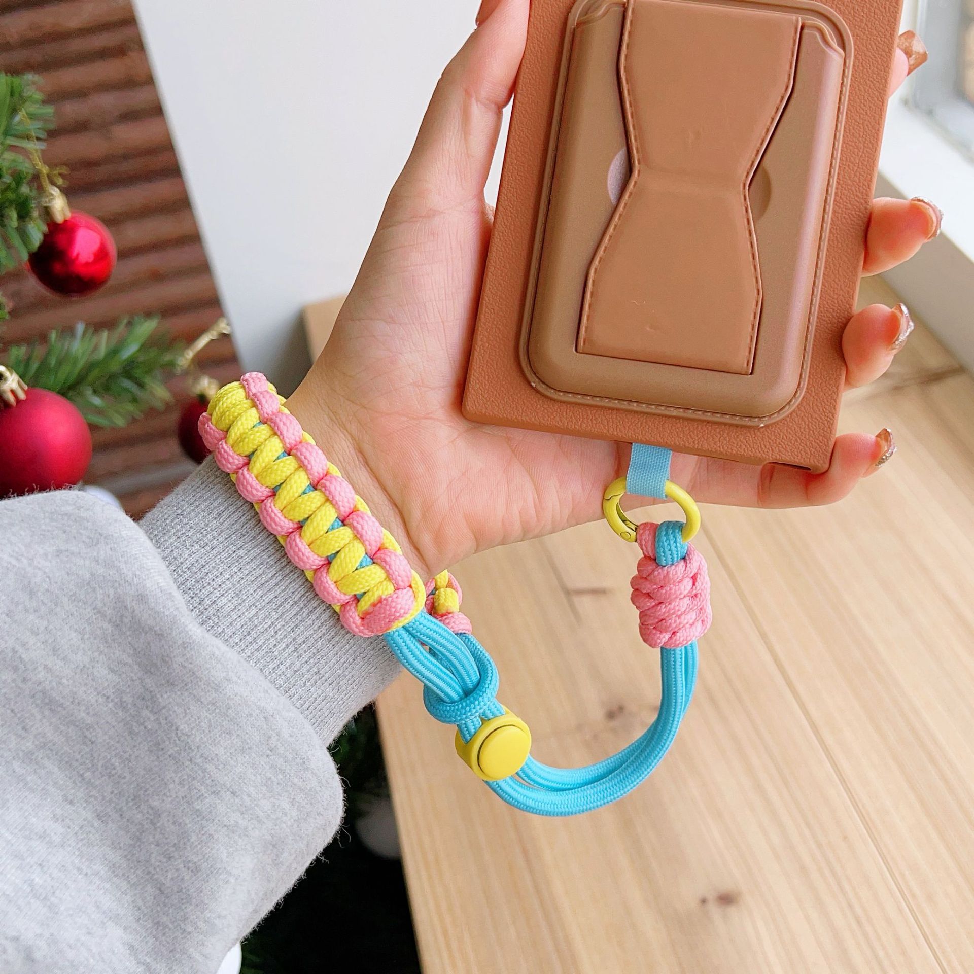 撞色编织挂绳带夹片防丢防摔适用各种手机短款钥匙包包挂绳可调节
