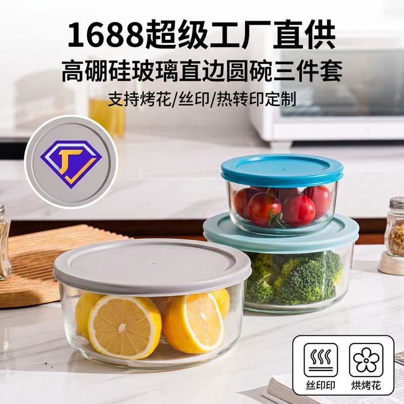 Glass High-Temperature Resistant Preservation Bowl Microwaveable Round Glass Bowl with Pe Lid Simple Preservation Box Household Bowl Set Round Bowl Glass High-Temperature Resistant Preservation Bowl Microwaveable Round Glass Bowl with Pe Lid Simple Preservation Box Household Bowl Set Round Bowl