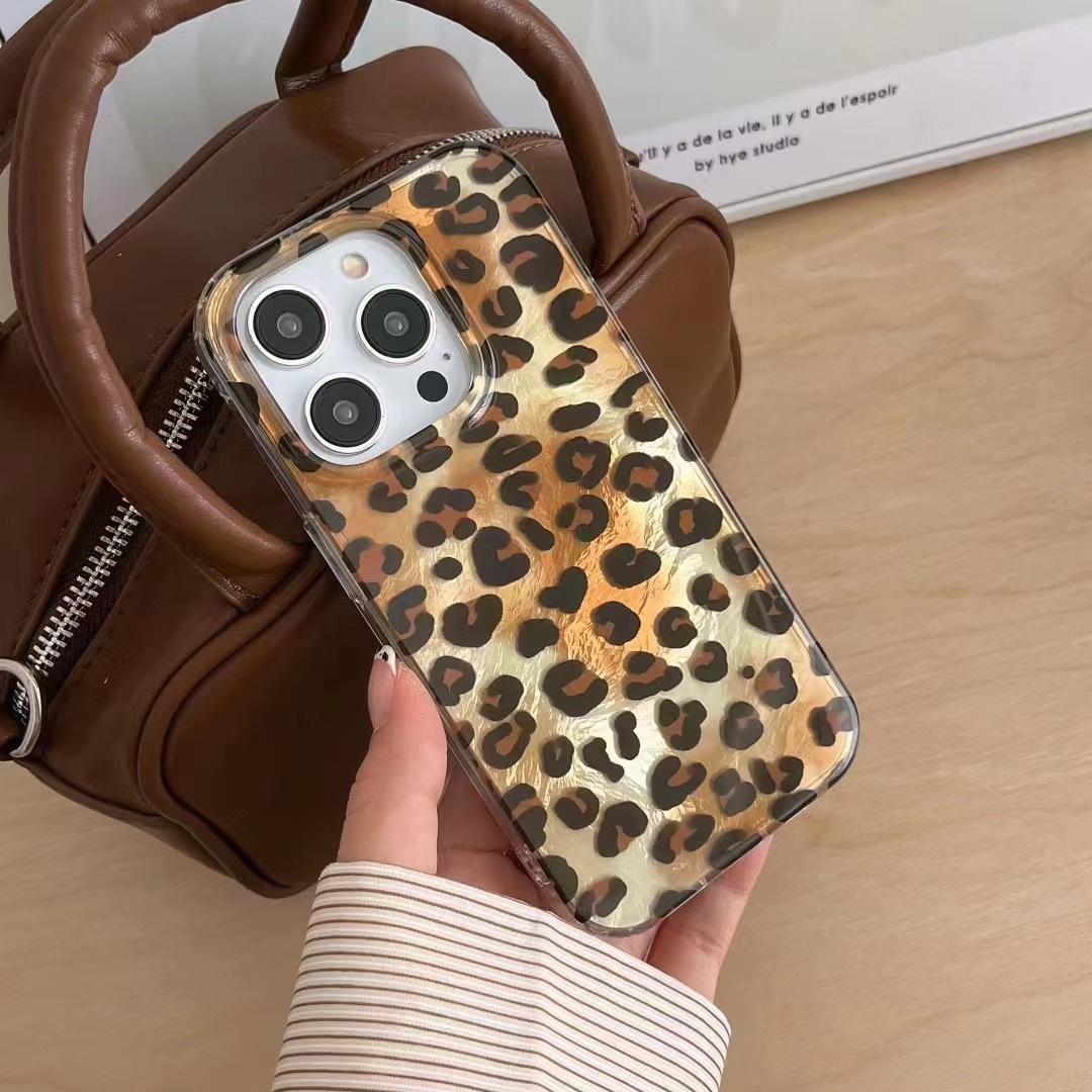 Chicas calientes con lazo de leopardo para iPhone14 Apple 16ProMax funda para teléfono móvil 15P nuevo 13 doble capa