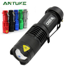 SK68 Zoom Mini High-Intensity LED Flashlight Set with 3-Stage Extendable/Shrinkable Flashlight, White Light/Purple Light