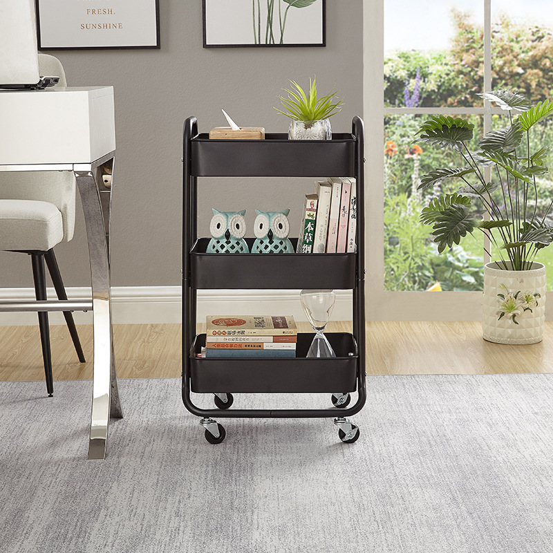 新款厨房客厅多功能收纳架家用多层整理置物架360度移动小推车