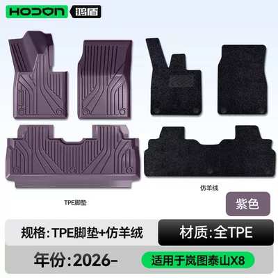 Interior Floor Mat Modification Parts — Modelə uyğun ayaqaltı - lantu-taishan-x8-26-models-double-layer-foot-pad-purple-tpe-black-imitation-cashmere-wool-texture
