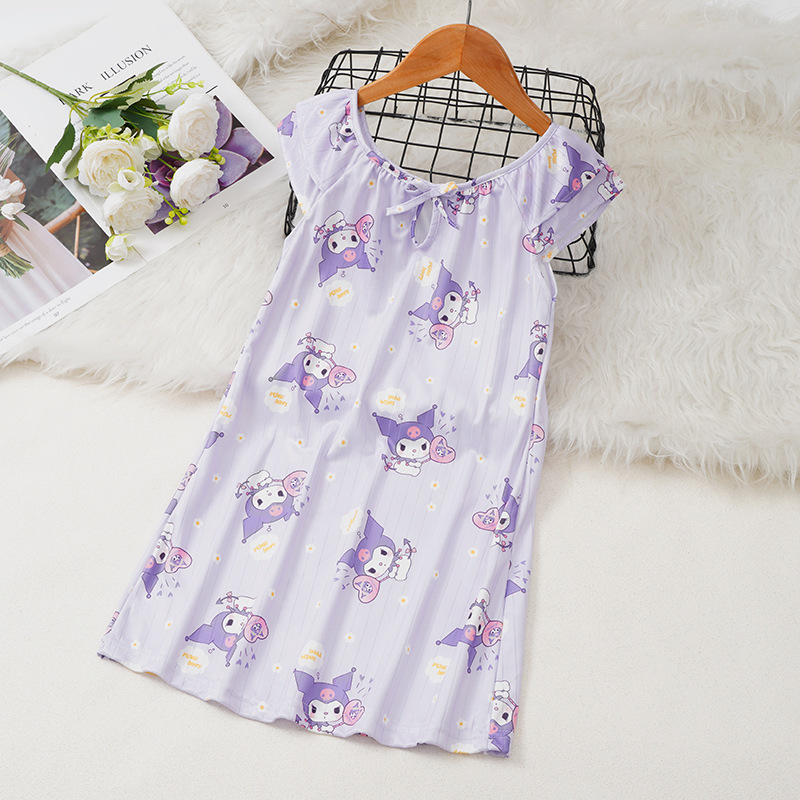 Pijama infantil princesa viento de verano nuevo chaleco de mangas cortas niñas pijama vestido de dibujos animados de verano
