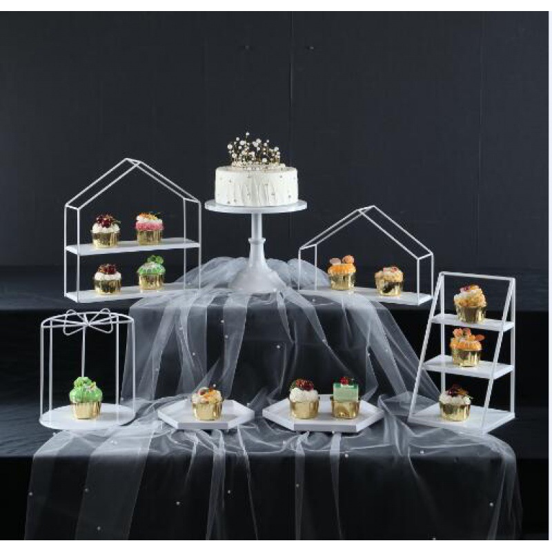 Estante de bocadillos de estilo europeo, tabla de postres, estante de exhibición, adornos de hierro forjado, estante de pastel de boda, set de 12 piezas image 3