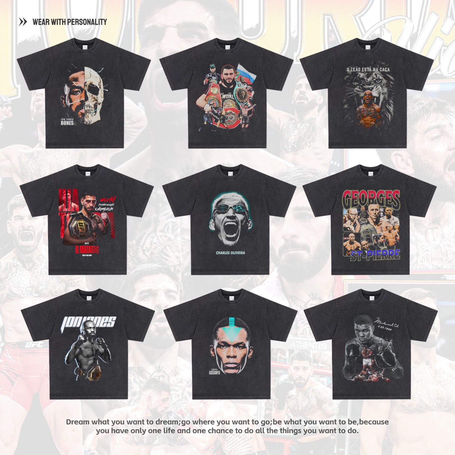 Oliveira Black Dragon Tyson Pereira Printed T-Shirt American Cotton Short Sleeve Men's UFC Fighting Boxing Top