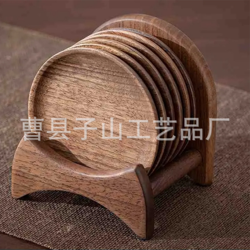 Taza de té creativa de nuez taza de té casera taza de té café aislante de calor conjunto de taza de madera taza de soporte