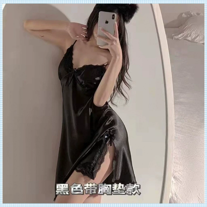 Частная кружевная ночная сорочка с красивой спинкой и подвязками для женщин, тонкая пижама с подвязками, домашняя одежда для интернет-знаменитостей.