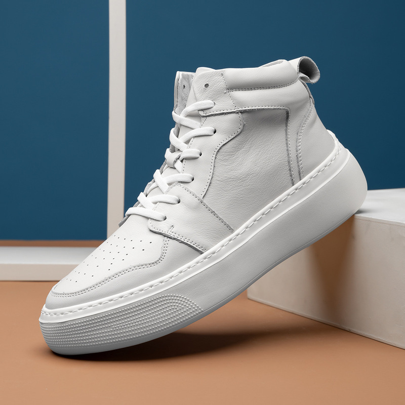 Factory Direct Supply Autumn and Winter New All-match Men's Shoes White High-top Shoes Men's Korean Style Trendy Board Shoes All-match White Shoes Factory Direct Supply Autumn and Winter New All-match Men's Shoes White High-top Shoes Men's Korean Style Trendy Board Shoes All-match White Shoes