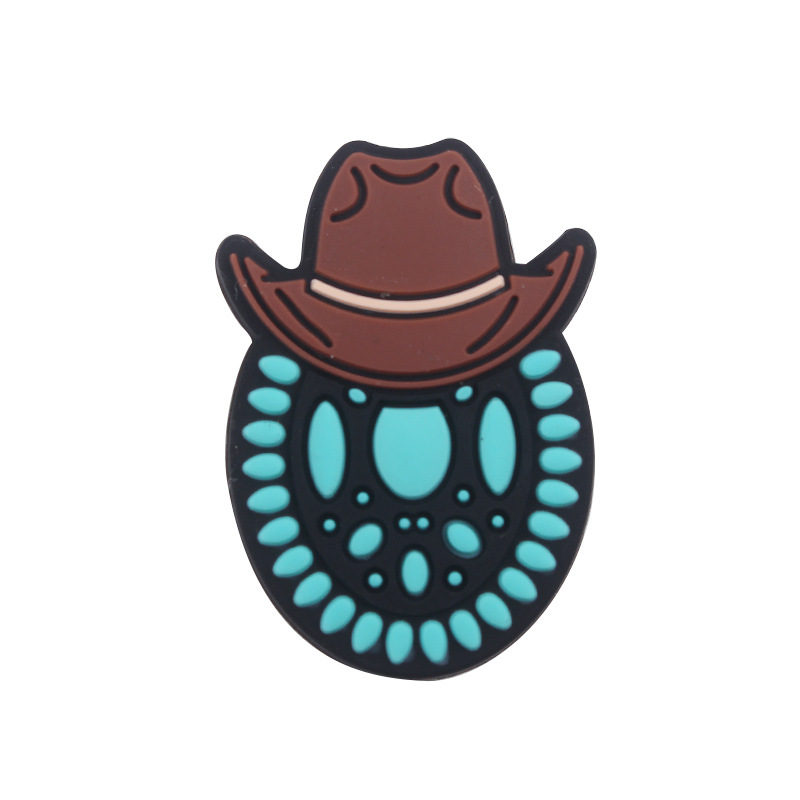 Nuevos artículos para madres y bebés dibujos animados vaqueros occidentales cuentas de silicona creativas DIY tetas cadena de pulsera juguetes accesorios de goma de dente