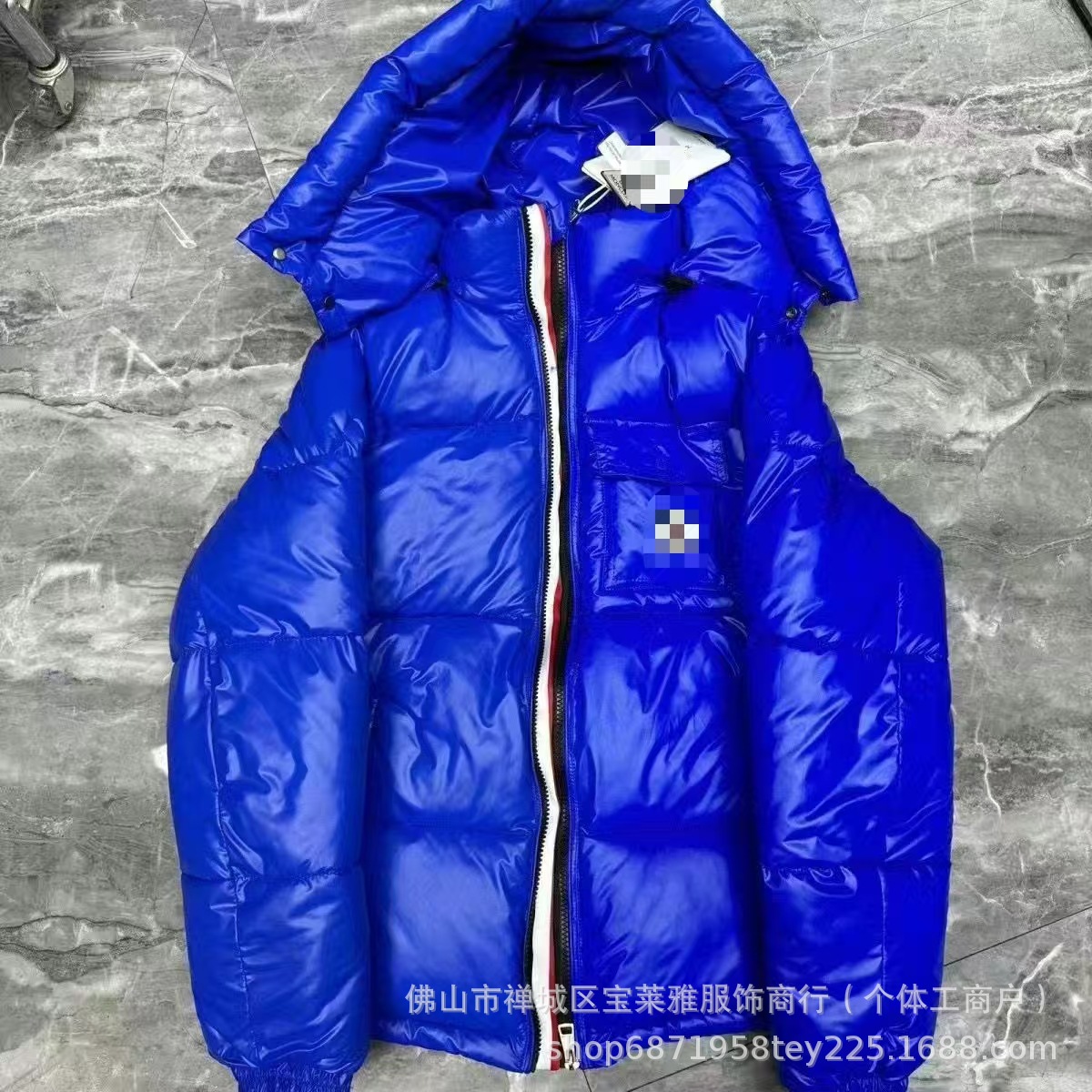 高品质蒙家玛雅羽绒服亮面经典男女彩条同款加厚防寒保暖男士外套