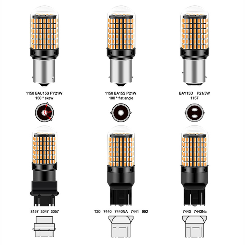 車の LED ブレーキライト 1157 3014 144smd 電球ハイライト抗ストロボ 1156 ターンシグナル Canbus|undefined