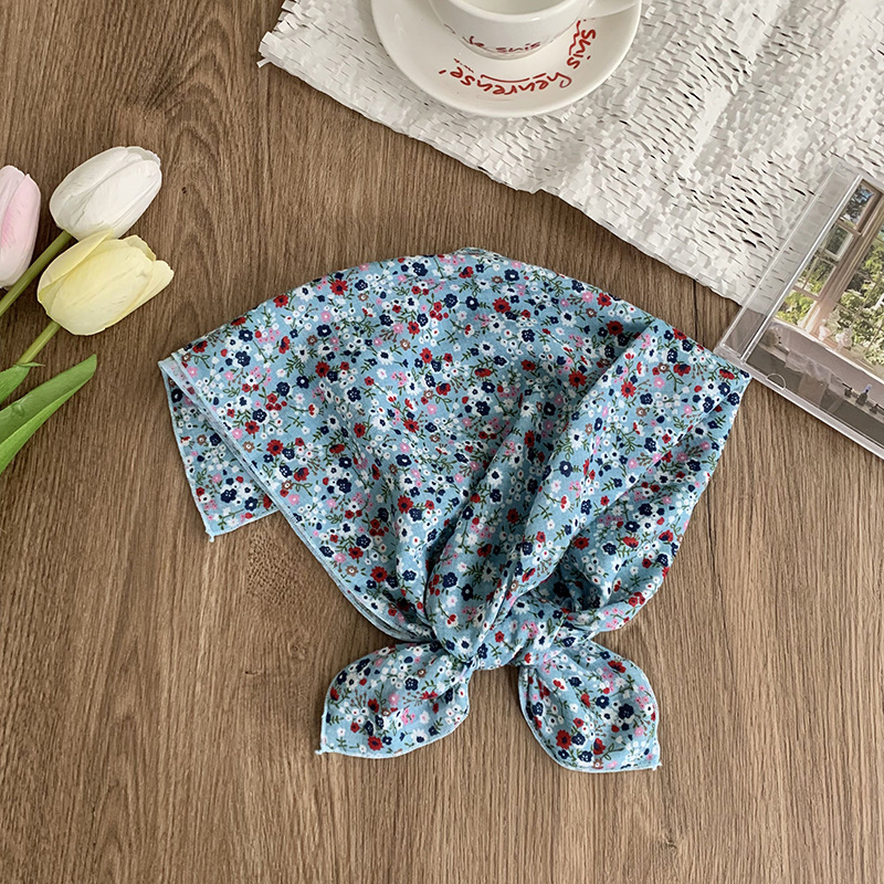 55 pañuelo japonés de algodón y lino, bufanda de seda floral de todo fósforo de verano y otoño, bufanda cuadrada pequeña con cuello, bufanda decorativa fresca fina para mujer